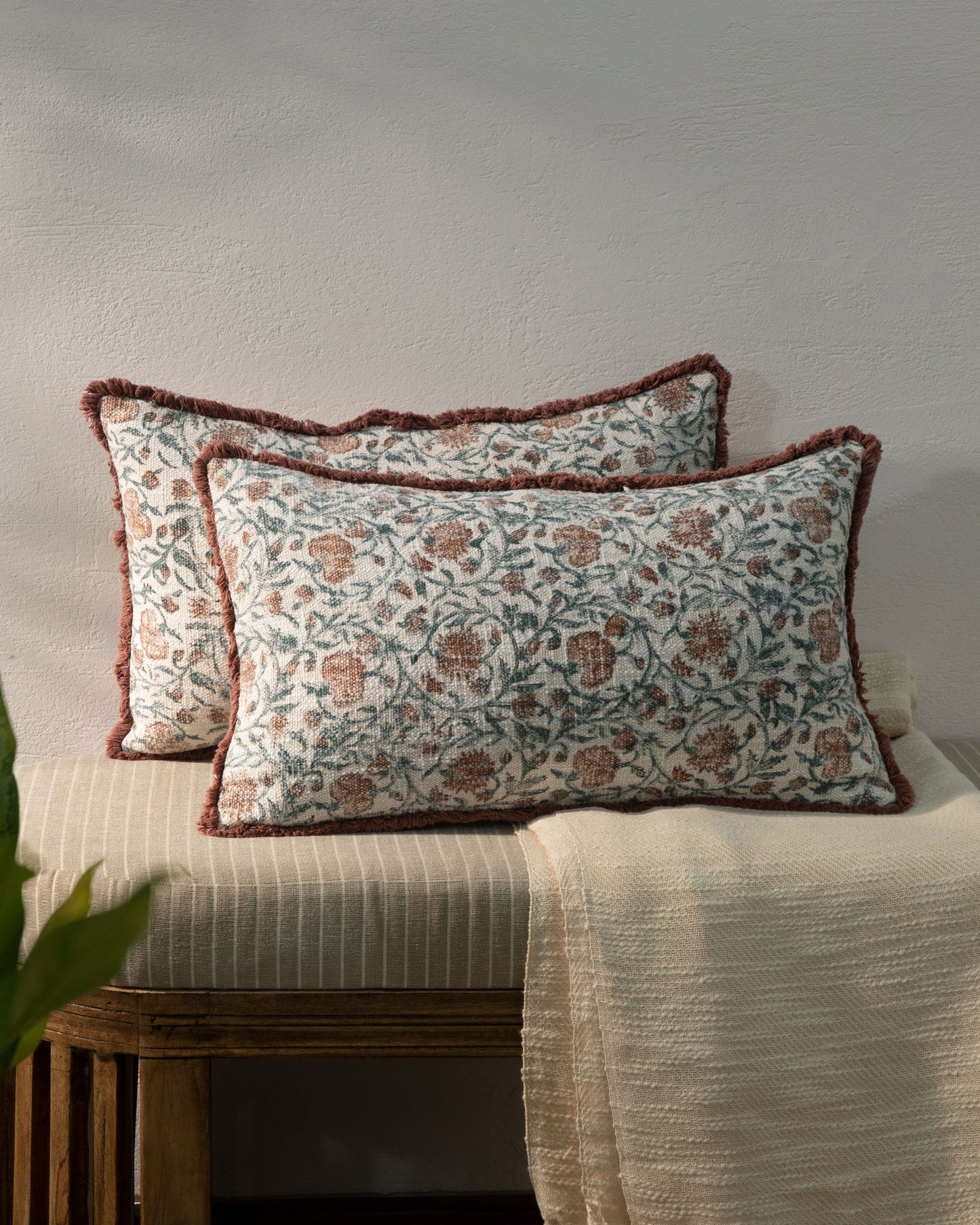 Block Print Decorative Pillow Cover 12"x 20" (set 2 pcs)