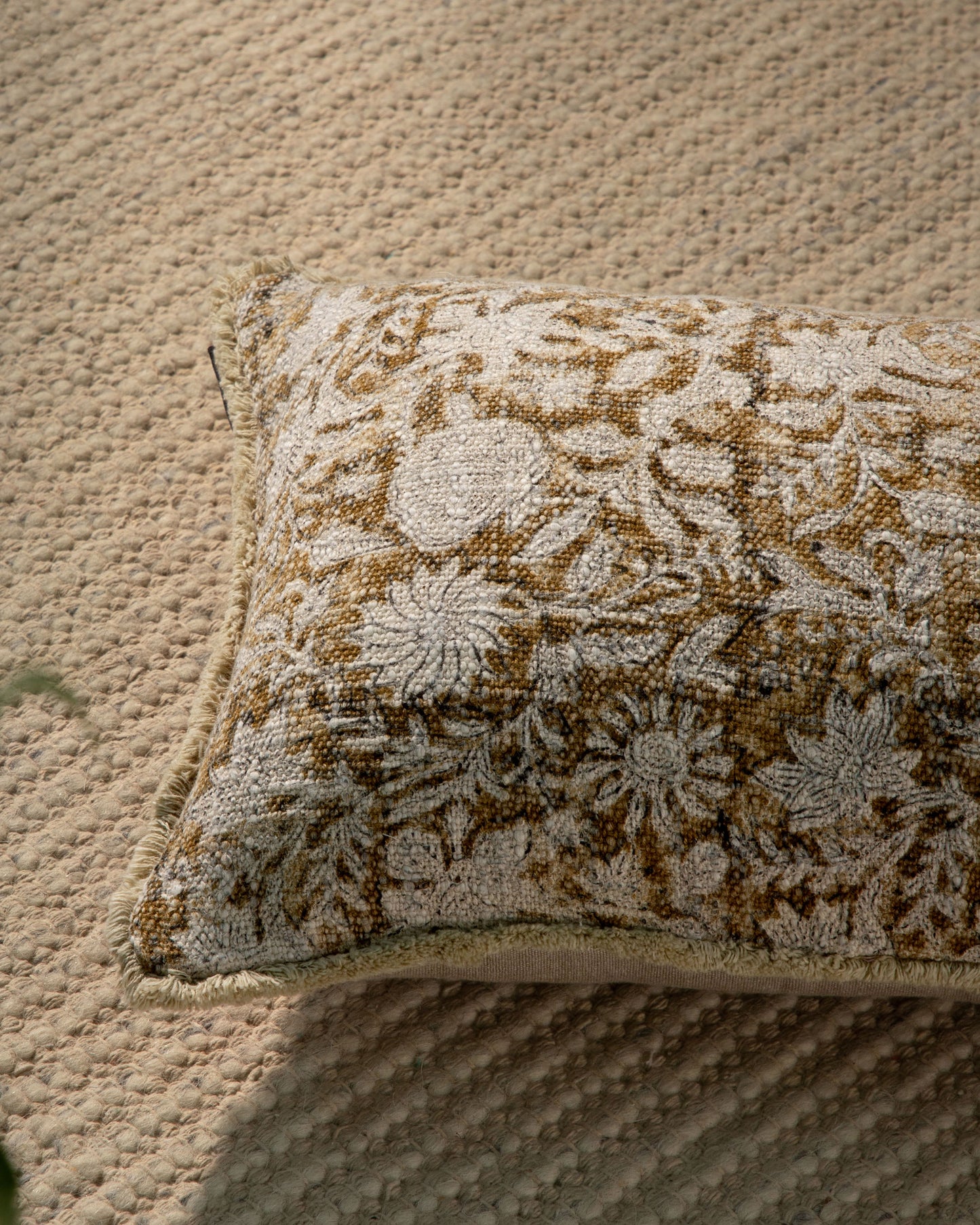 Cotton Block Printed Floral Pillow Cover 12"x 20" (set 2 pcs)