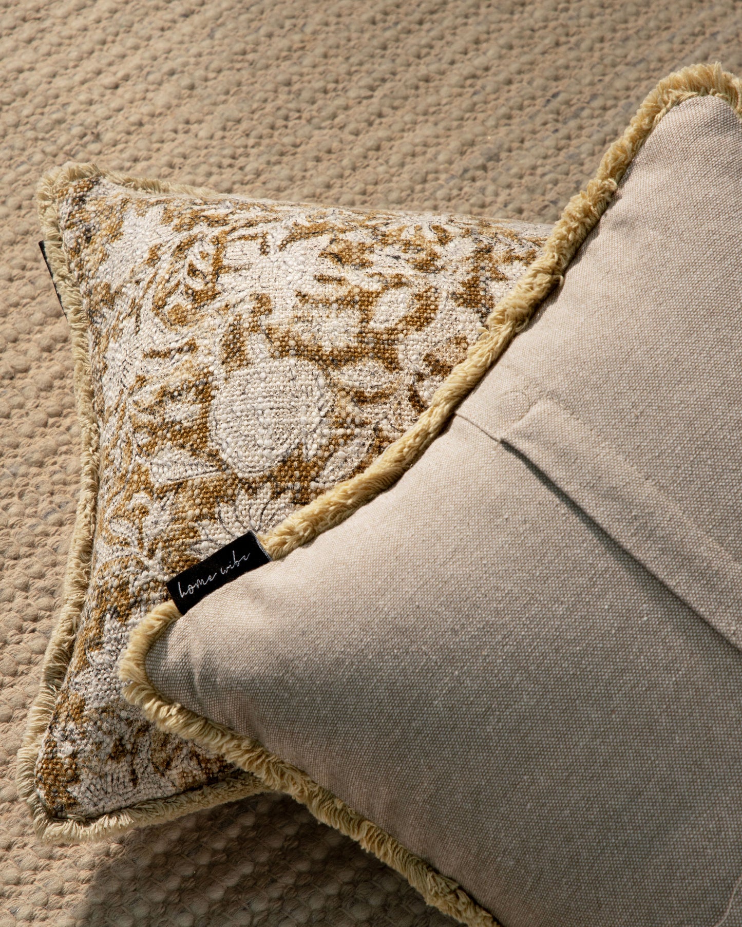 Cotton Block Printed Floral Pillow Cover 12"x 20" (set 2 pcs)