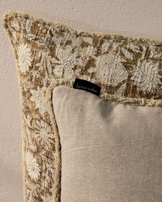 Floral Block Printed Cushion Cover 18"x18" (set 2 pcs)