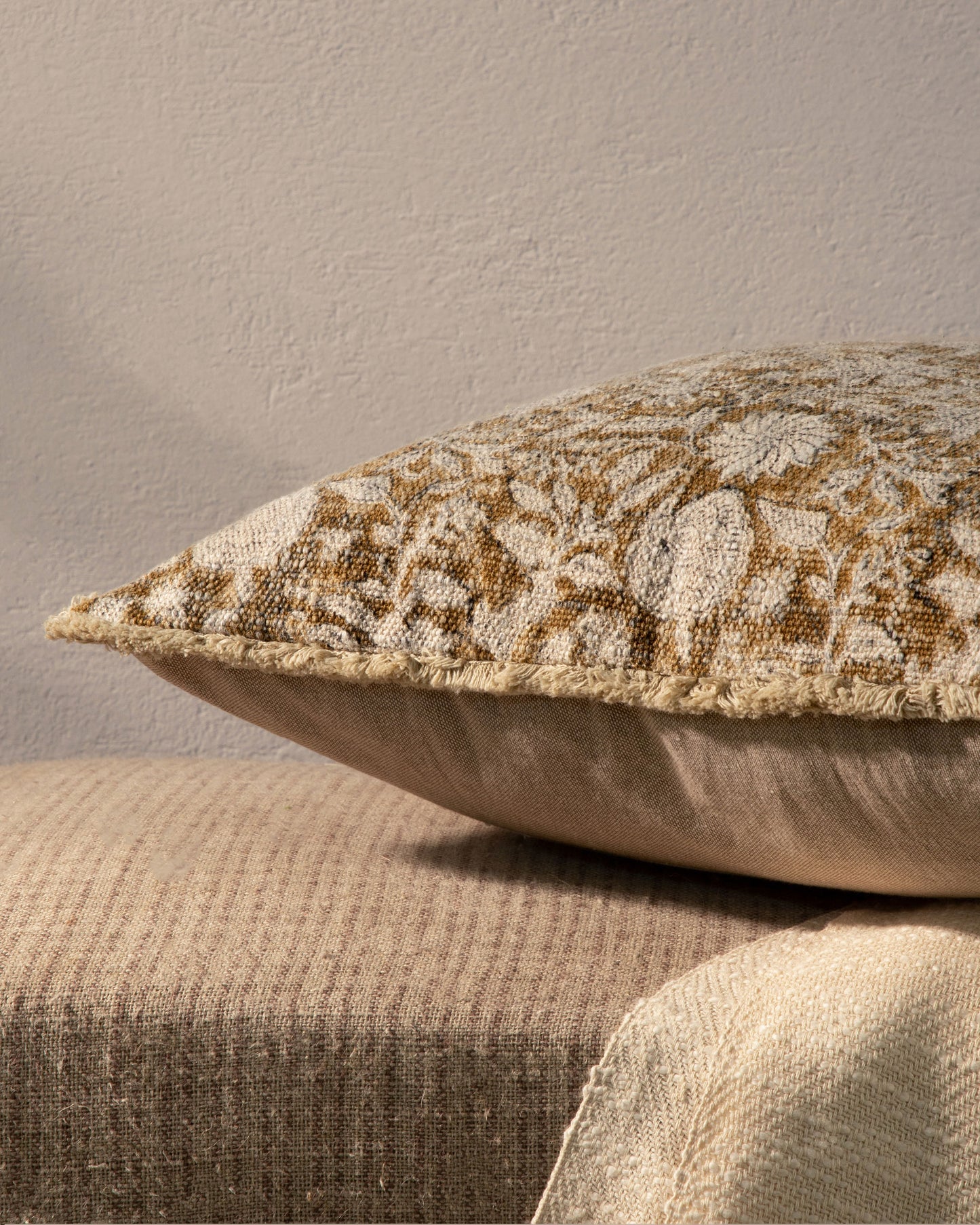 Floral Block Printed Cushion Cover 18"x18" (set 2 pcs)