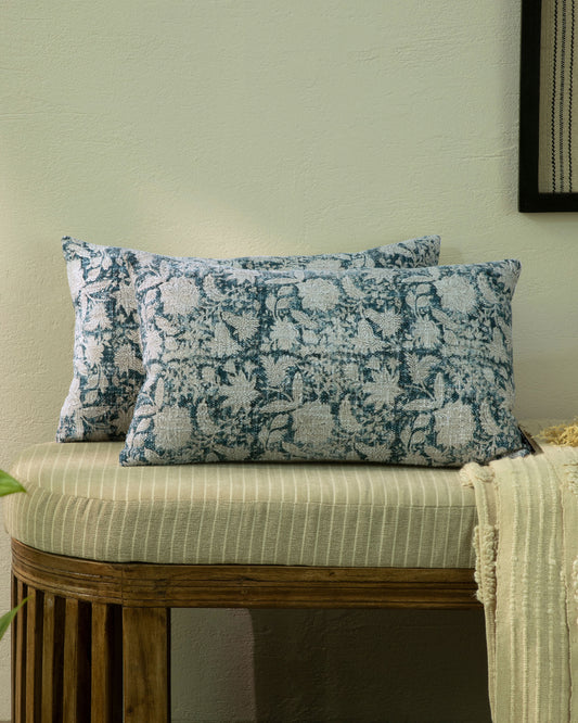 Artful Block Print Pillow Cover 12"x 20" (set 2 pcs)