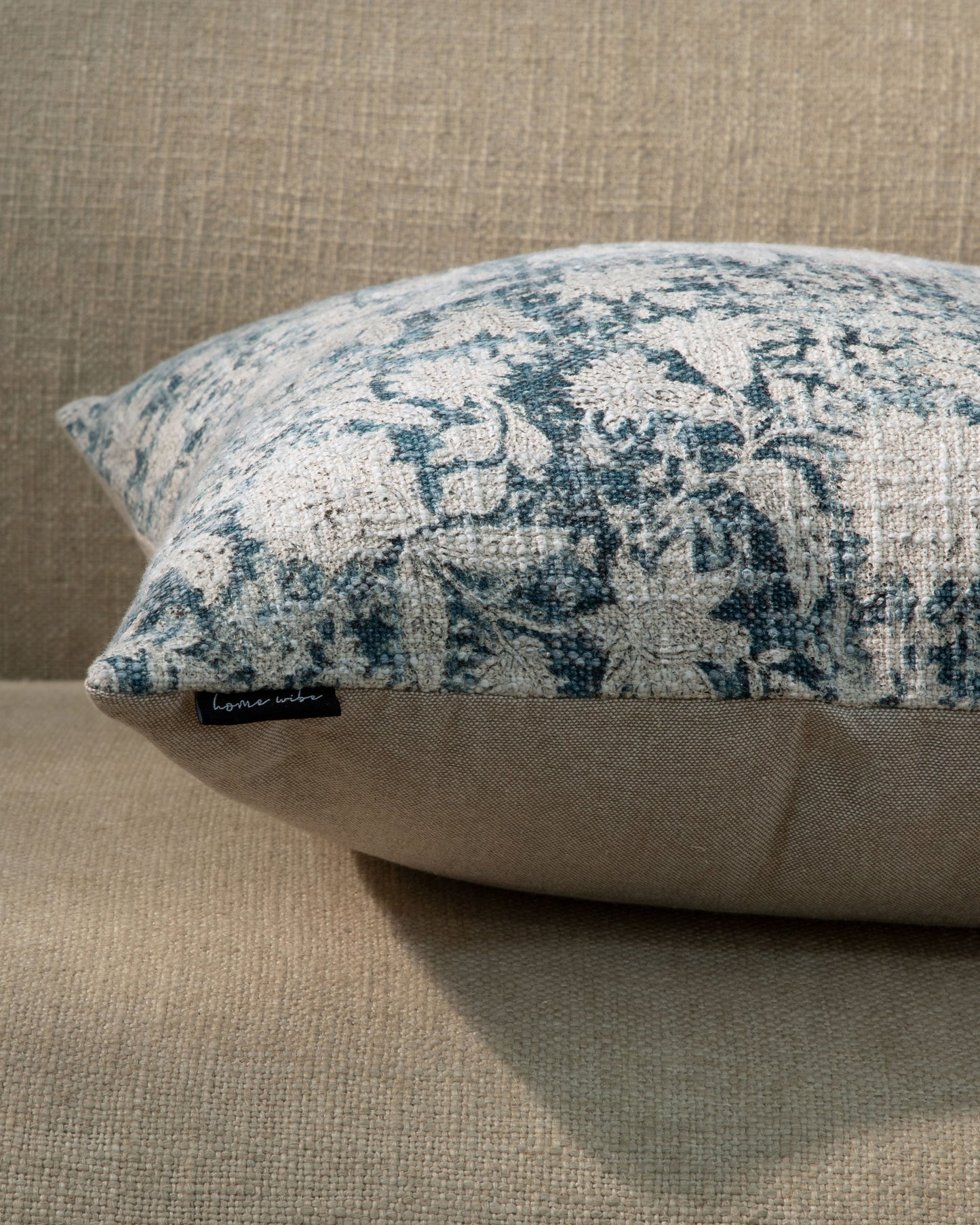 Blue Block Print Floral Cushion Cover 18"x18" (set 2 pcs)