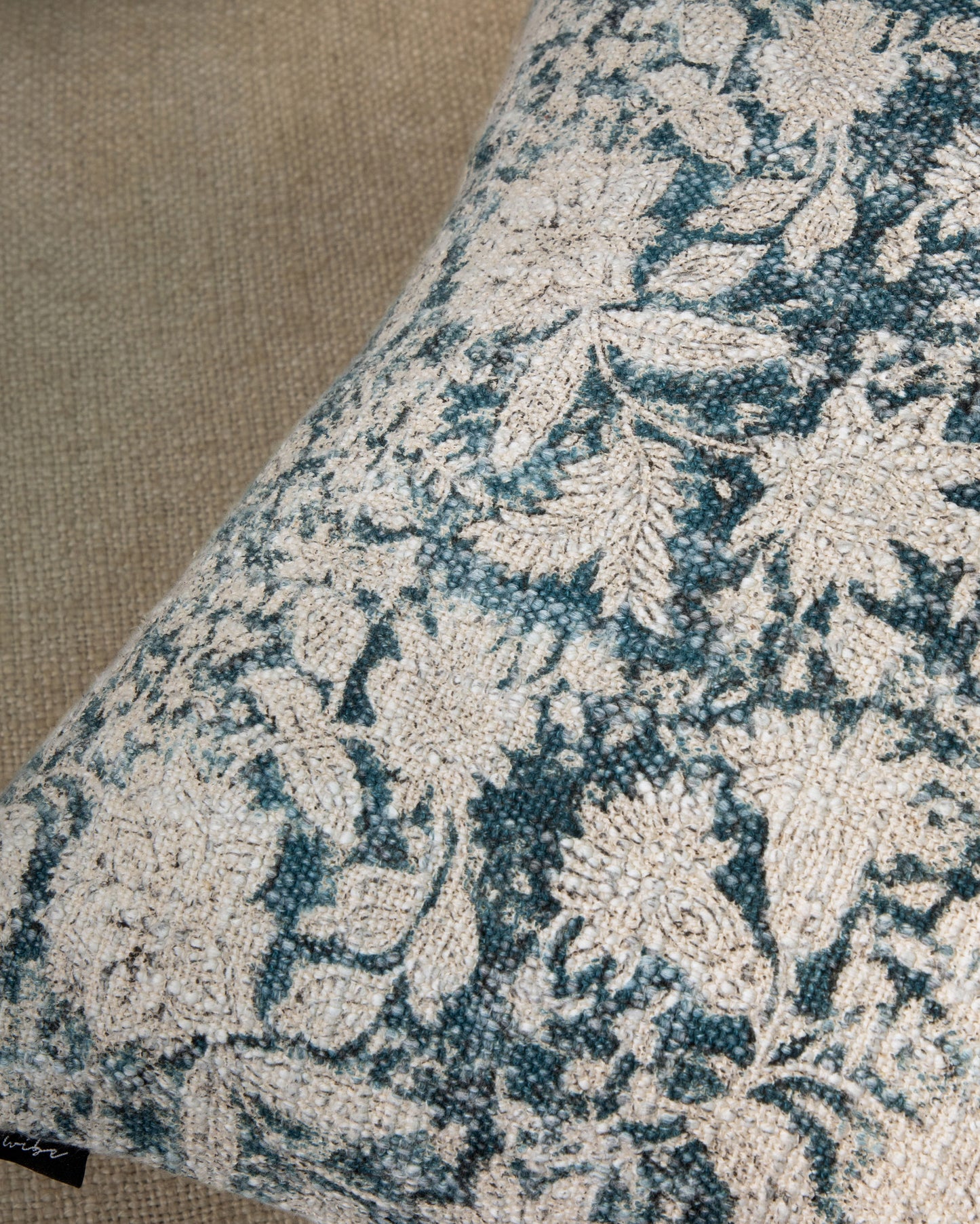 Blue Block Print Floral Cushion Cover 18"x18" (set 2 pcs)