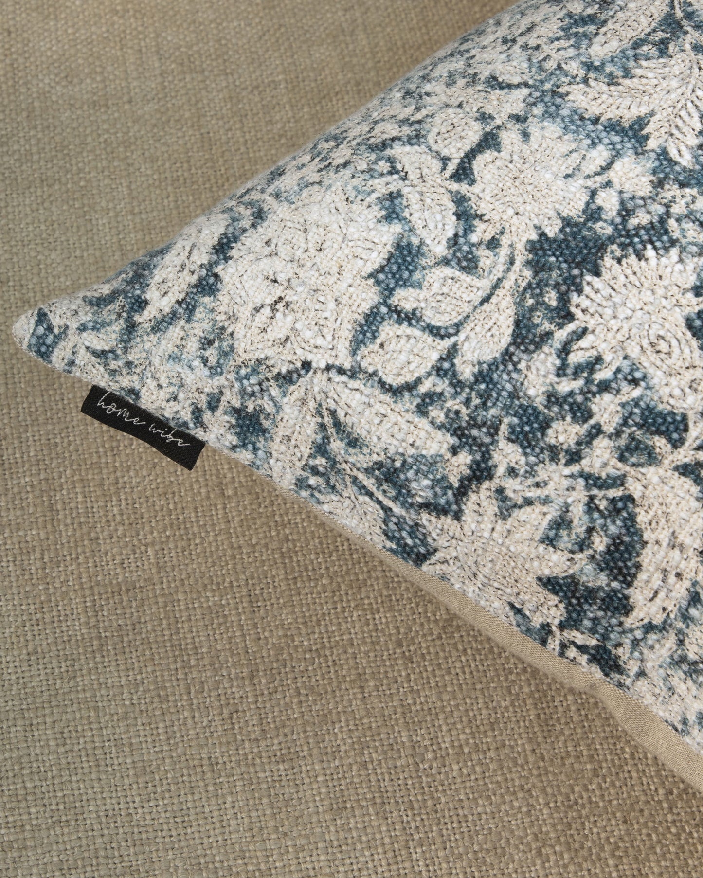 Blue Block Print Floral Cushion Cover 18"x18" (set 2 pcs)