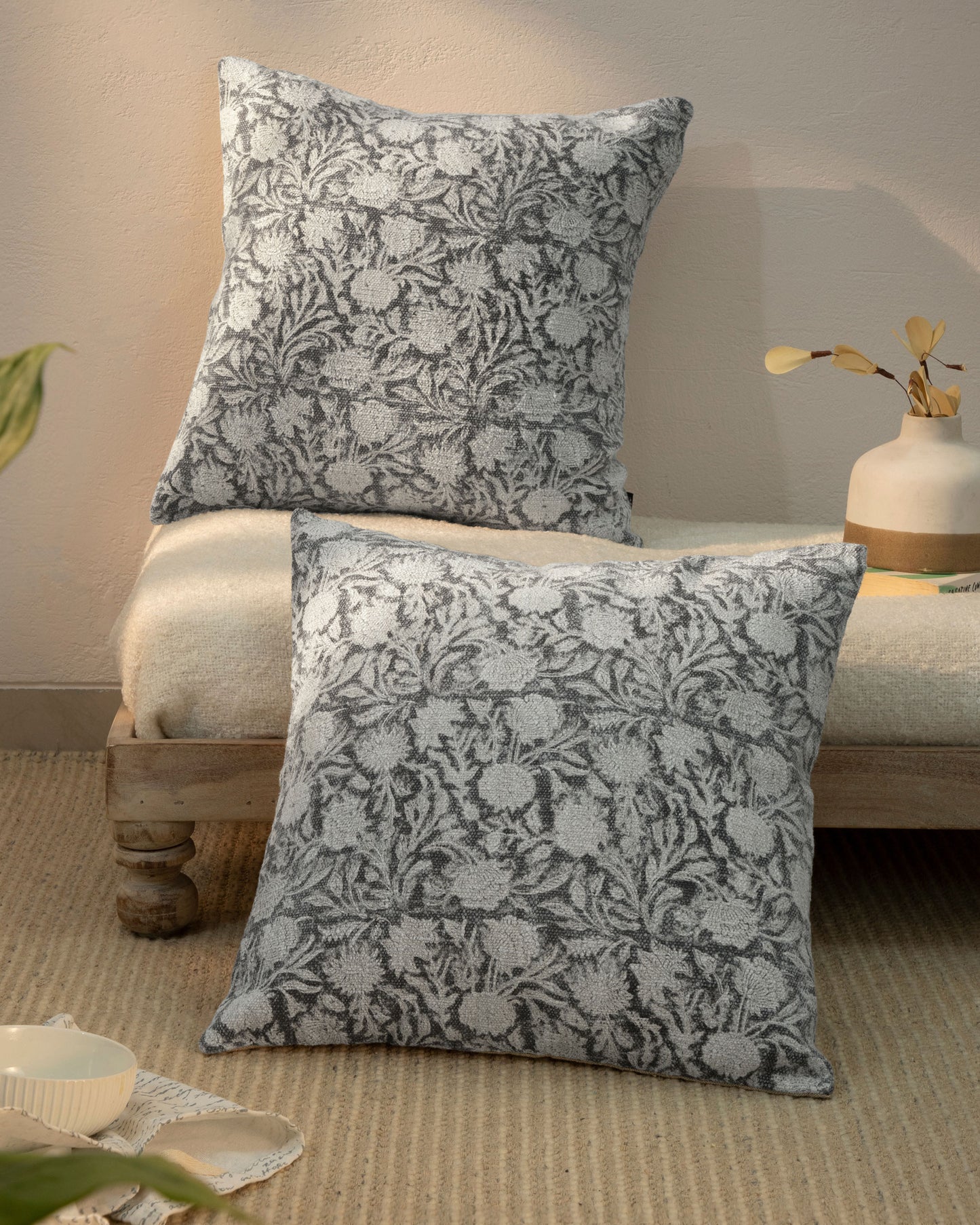 Traditional Block Print Cushion Cover 18"x18" (set 2 pcs)