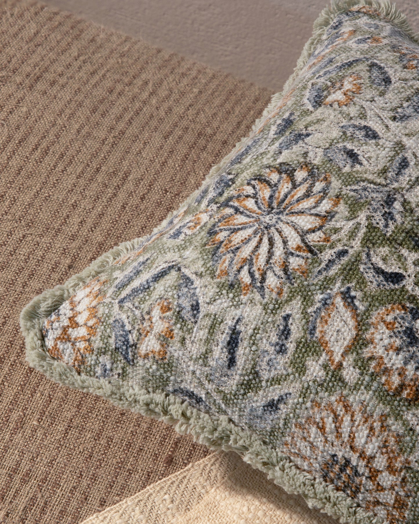 Handmade Floral Block Print Indian Pillow Cover 12"x 20" (set 2 pcs)
