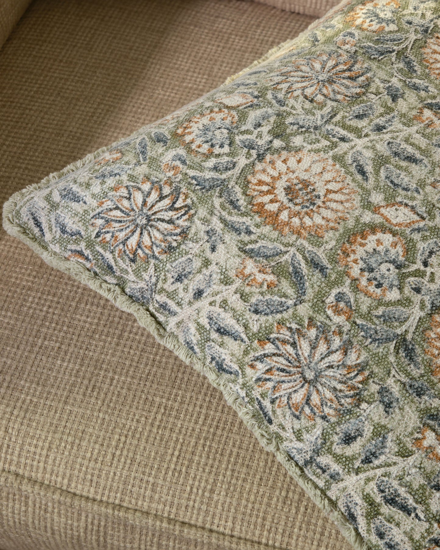 Indoor Cushion Cover Block Printed Thick/Heavy Cotton (set 2 pcs)