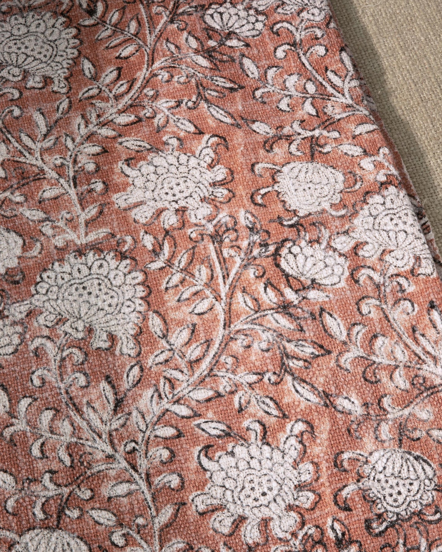 Boho Rust Floral Block Print Cotton Throw Blanket 50"x60"