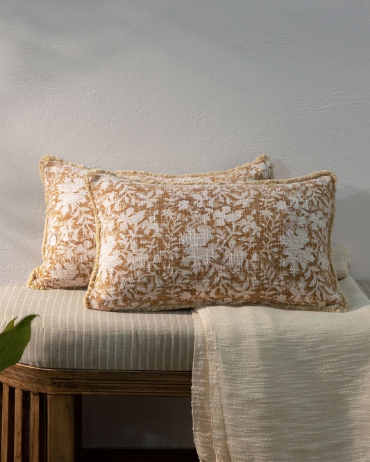 Indian Hand Block Print Pillow Cover 12"x20" (set 2 pcs)