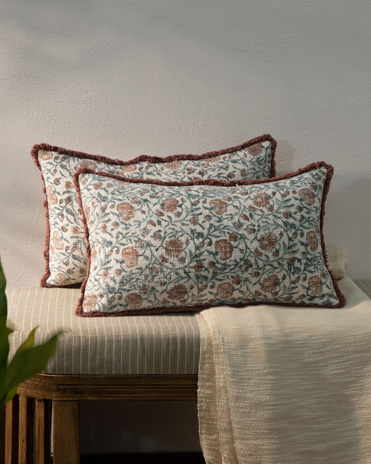 Block Print Decorative Pillow Cover 12"x 20" (set 2 pcs)