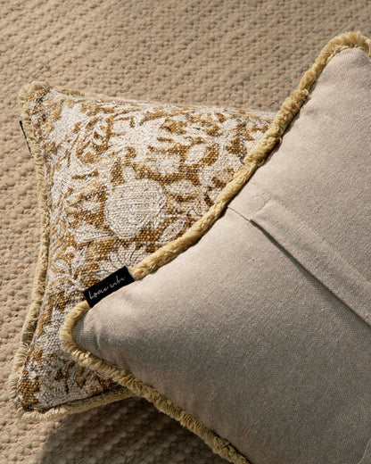 Cotton Block Printed Floral Pillow Cover 12"x 20" (set 2 pcs)
