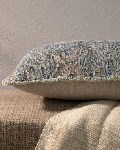 Handmade Floral Block Print Indian Pillow Cover 12"x 20" (set 2 pcs)