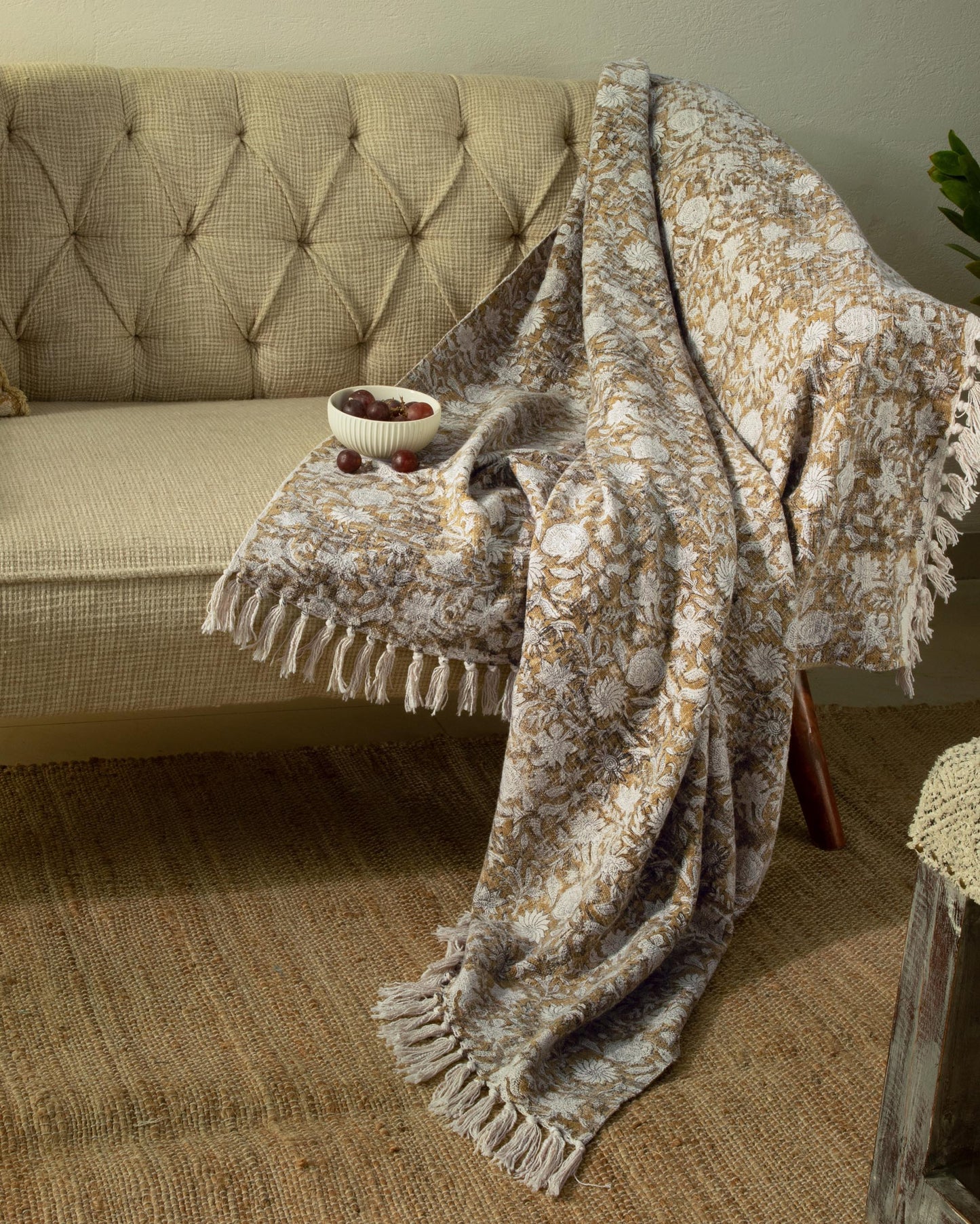 Indian Hand Block Printed Throw 50"x60"