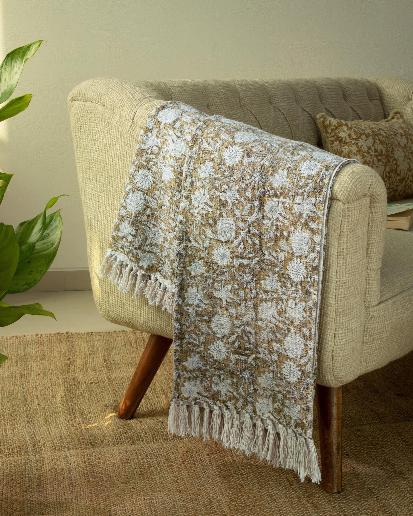 Indian Hand Block Printed Throw 50"x60"