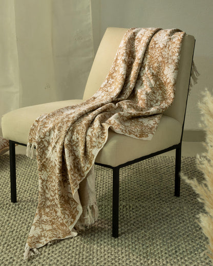 Block Print Cotton Throw with Tassels 50"x60"
