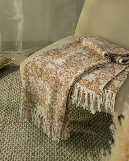 Block Print Cotton Throw with Tassels 50"x60"