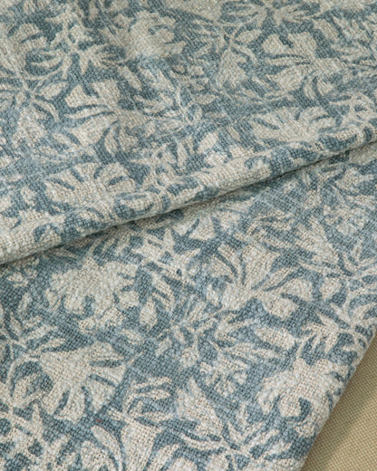 Dusty Blue Block Print Cotton Throw with Fringe 50"x60"